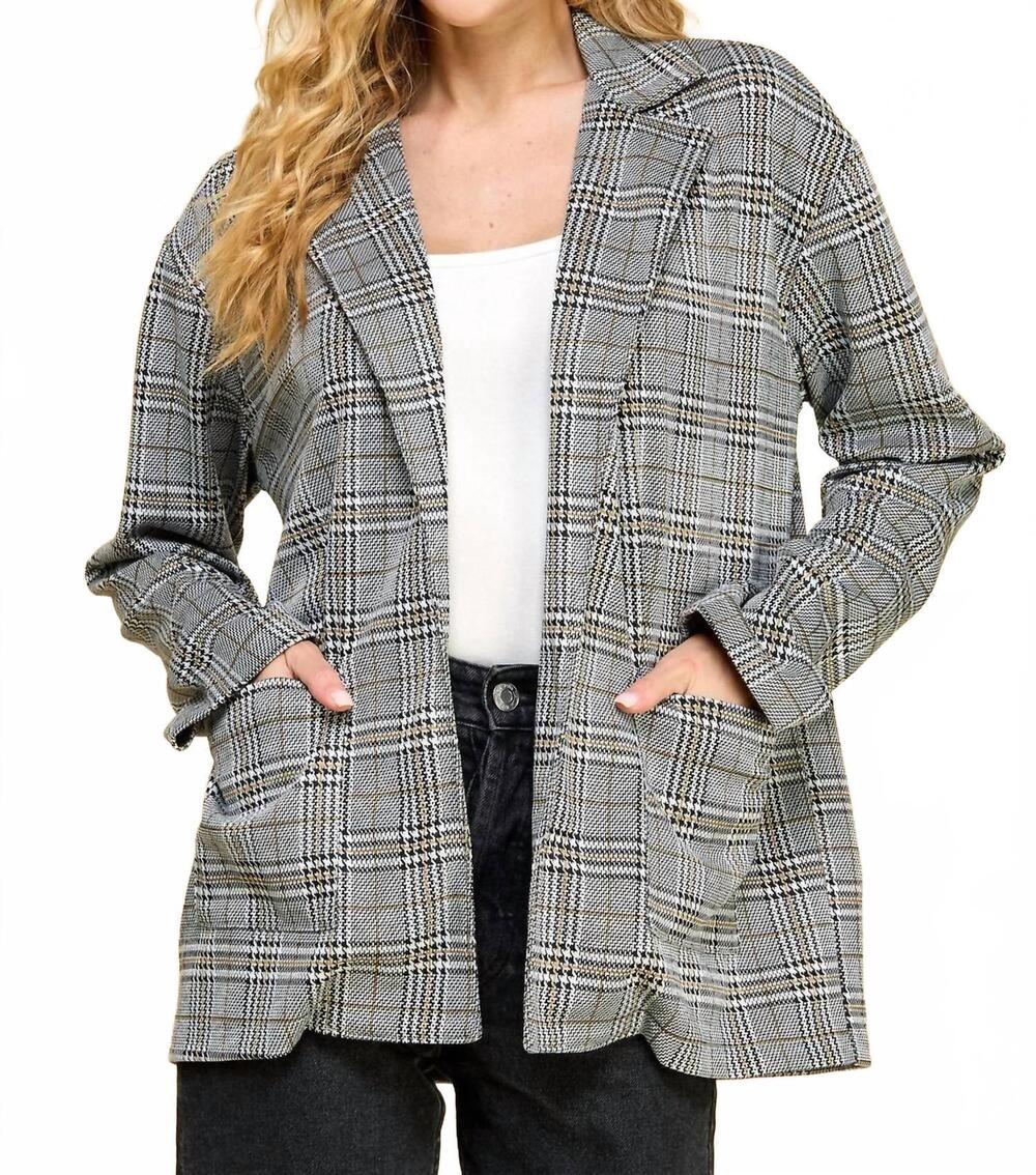 NEW LES AMIS plaided blazer with pockets in grey